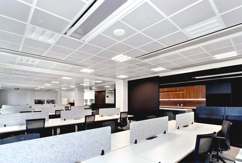 A photograph showing a office floor inside the 500 Collins Street building with FTF Group's® products supplied above A photograph showing a office floor inside the 500 Collins Street building with FTF Group's® products supplied above