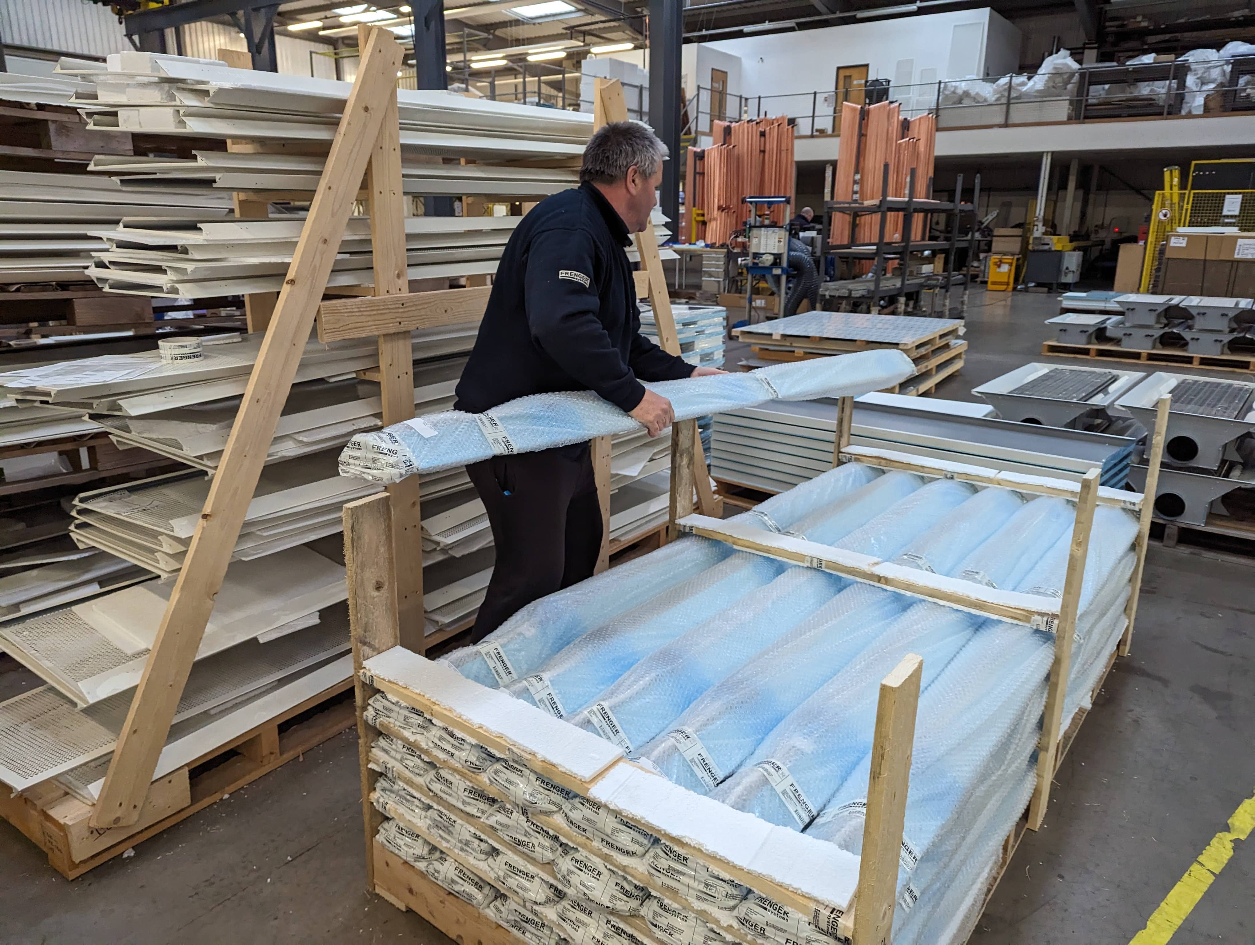 Image of new LED gear trays during the packaging process LED Packing Process