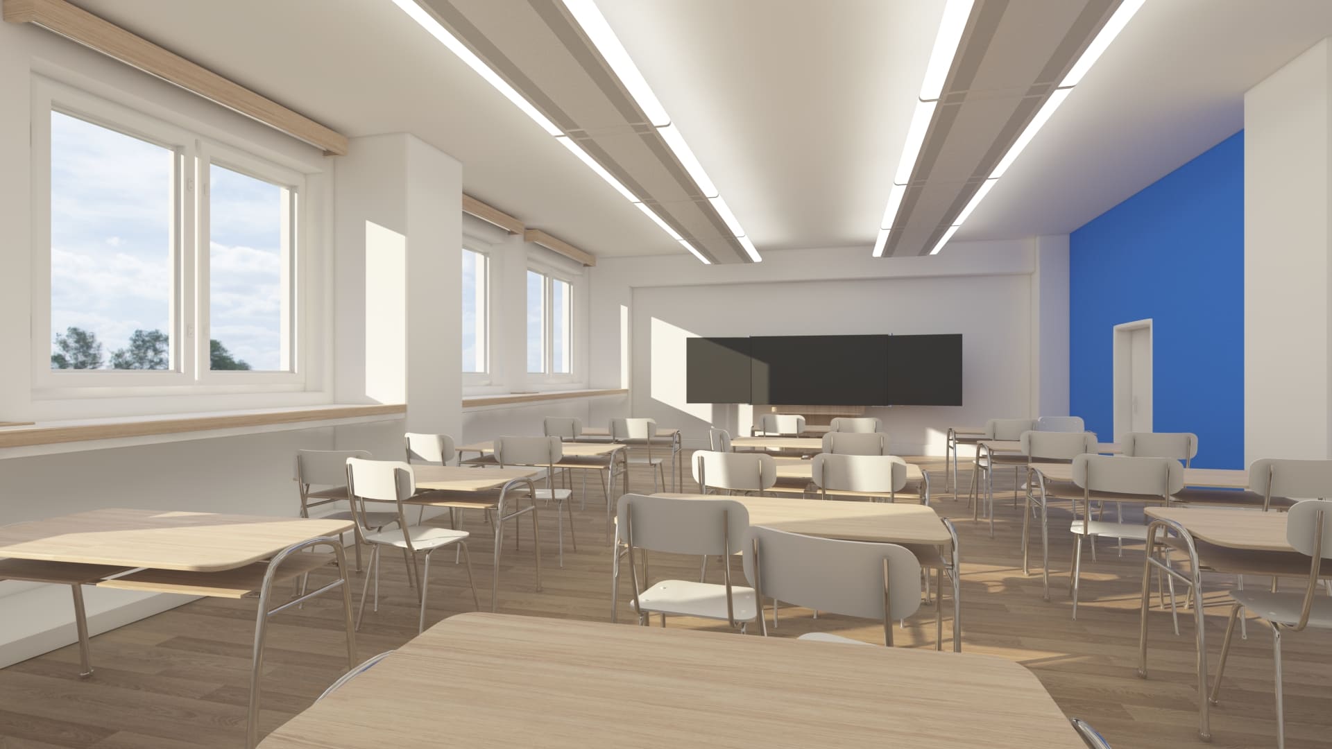 Image showing a classroom containing chilled beams Classroom containing chilled beams