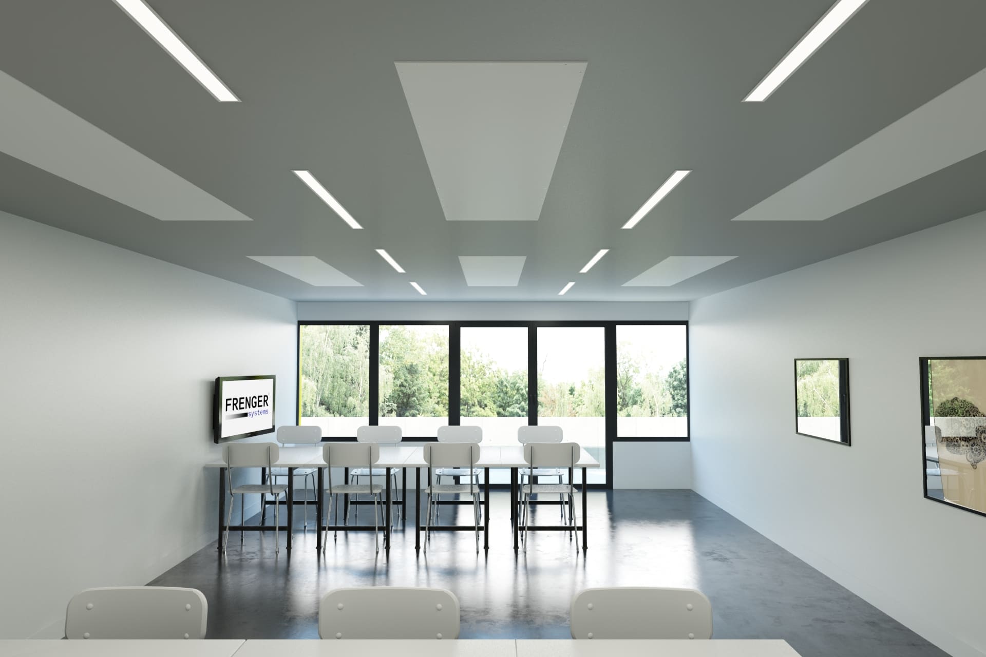 Spotless school room with Modula heating panels Clasroom with modula heated panels fitted