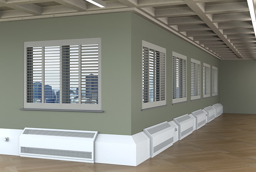 Image showing Frenger's Armis Continuous Bespoke Perimeter System with a sloped top Continuous LST Radiator System